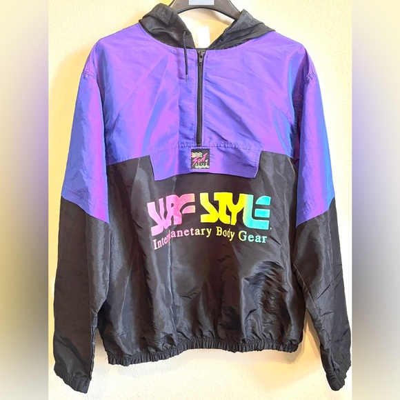 Vintage Iridescent Surf Style Windbreaker One Size Fits All Purple